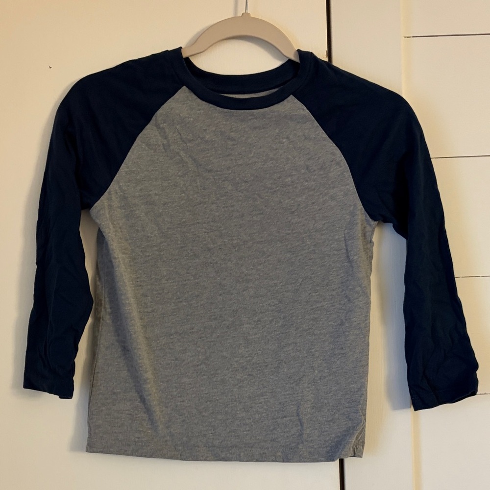 Children's Long Sleeve Raglan Tee - Gray and Navy